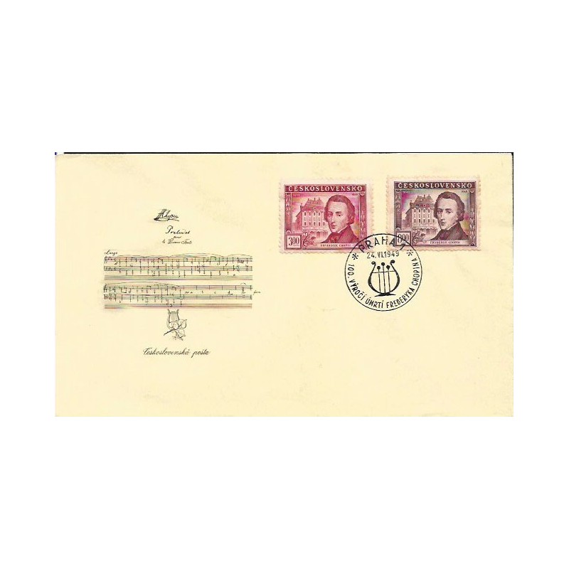 Czechosłowacja 1949, Muzyka: Chopin. FDC