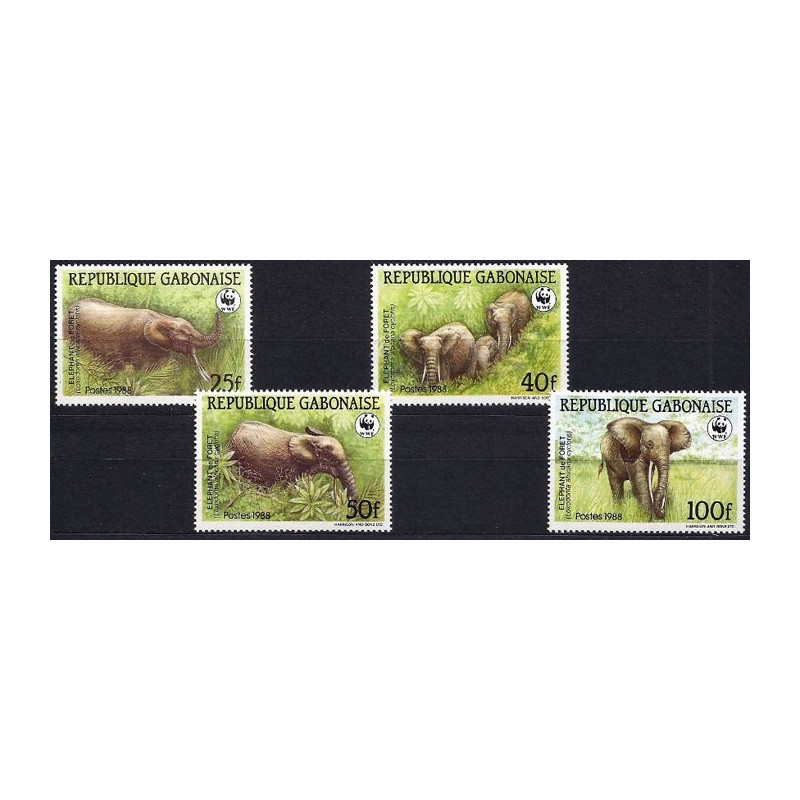 Gabon 1988, WWF: słonie **