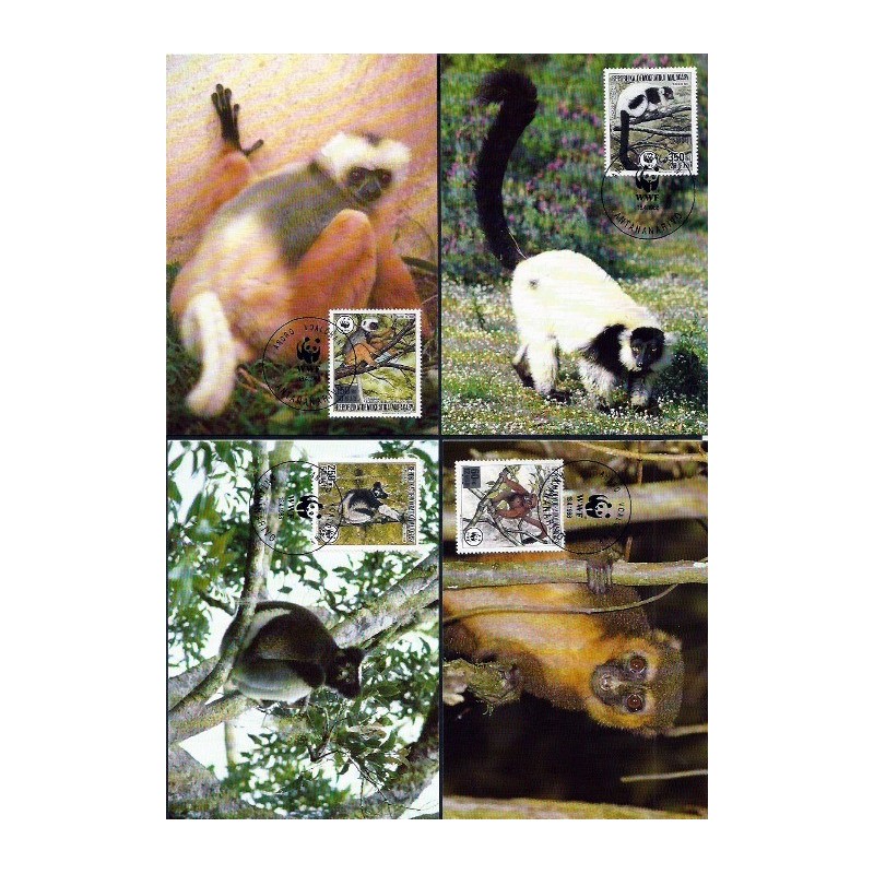 Madagaskar 1988, WWF: lemury. Karty maksimum