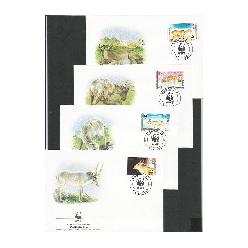 Mongolia 1995, WWF: antylopa suhak. FDC