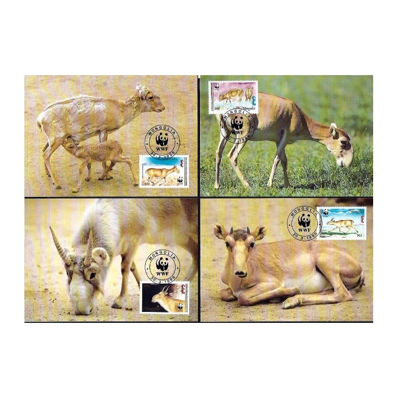 Mongolia 1995, WWF: antylopa suhak. Karty maksimum