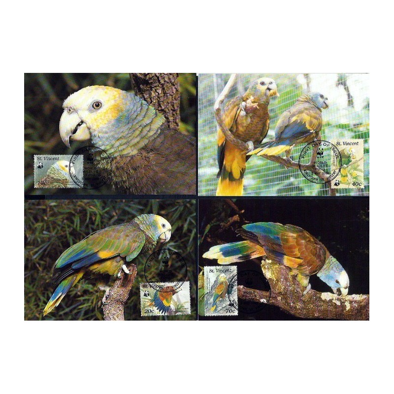 St Vincent 1989, WWF: ptak papuga. Karty maksimum