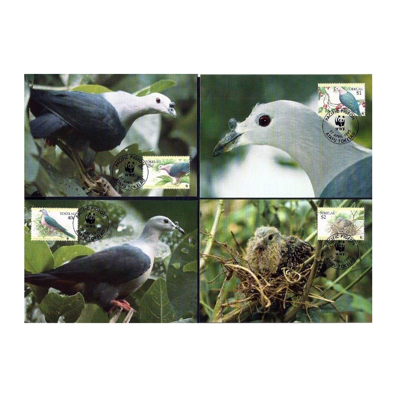 Tokelau 1995, WWF: ptak gołąb. Karty maksimum
