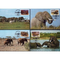 Uganda 1983, WWF: słonie. Karty maksimum