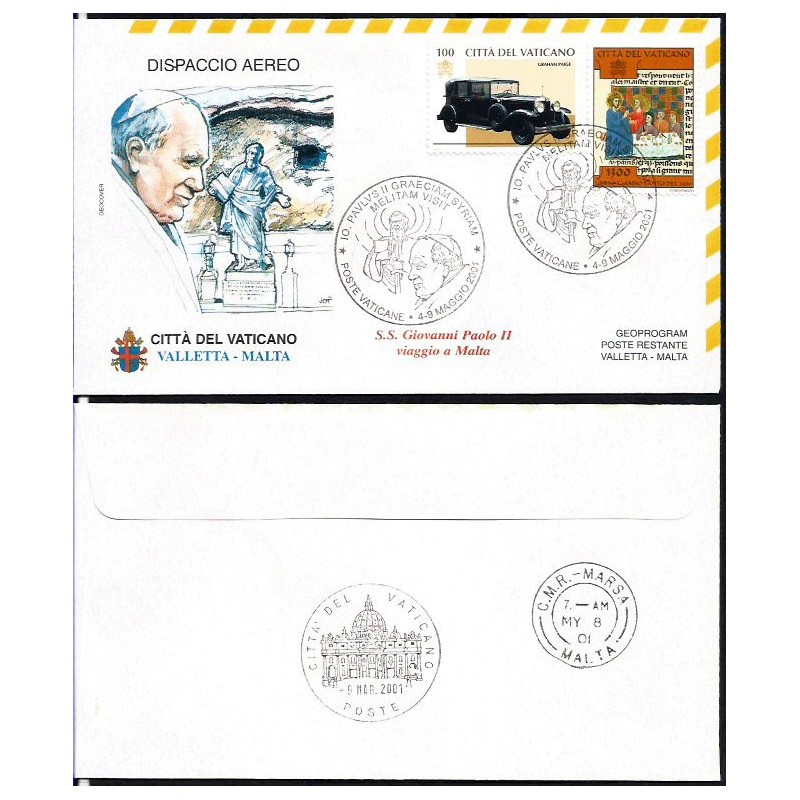 Watykan 2001, Papież Jan Paweł II, Malta. Lot