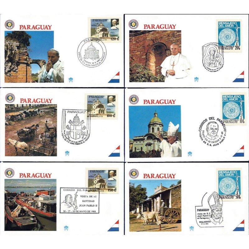 Paragwaj 1988, Papież Jan Paweł II. Komplet 6 datowników