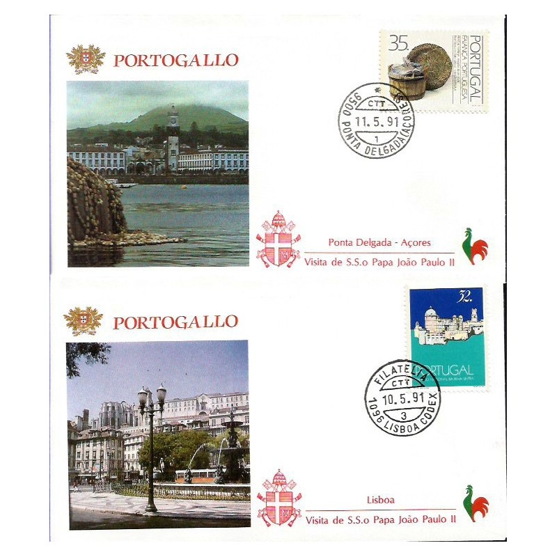 Portugalia 1991, Papież Jan Paweł II. Zestaw 2 kopert