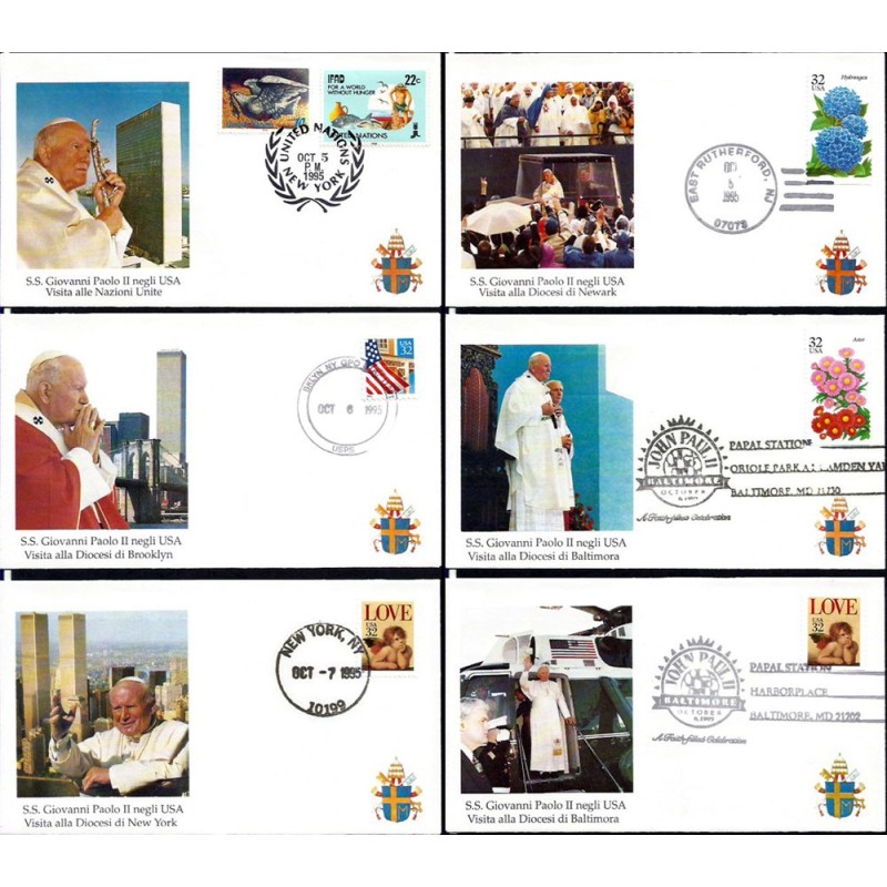 USA 1995, Papież Jan Paweł II. Komplet 6 datowników