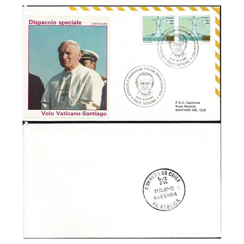 Watykan 1987, Papież Jan Paweł II, Chile. Lot