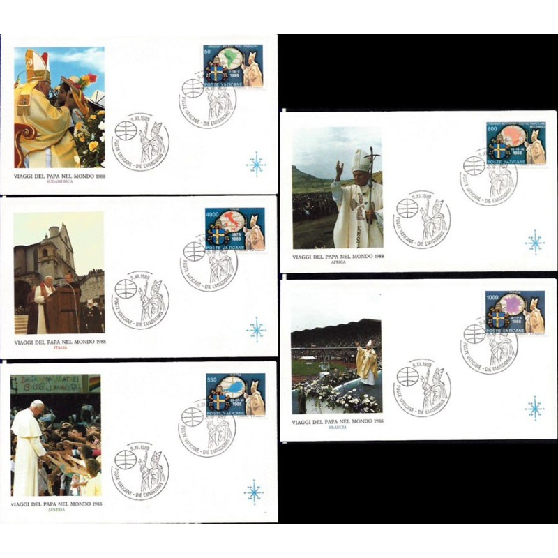 Watykan 1989, Papież Jan Paweł II, pielgrzymki. FDC