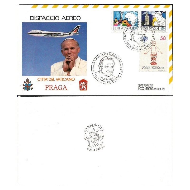 Watykan 1990, Papież Jan Paweł II, Czechosłowacja. Lot