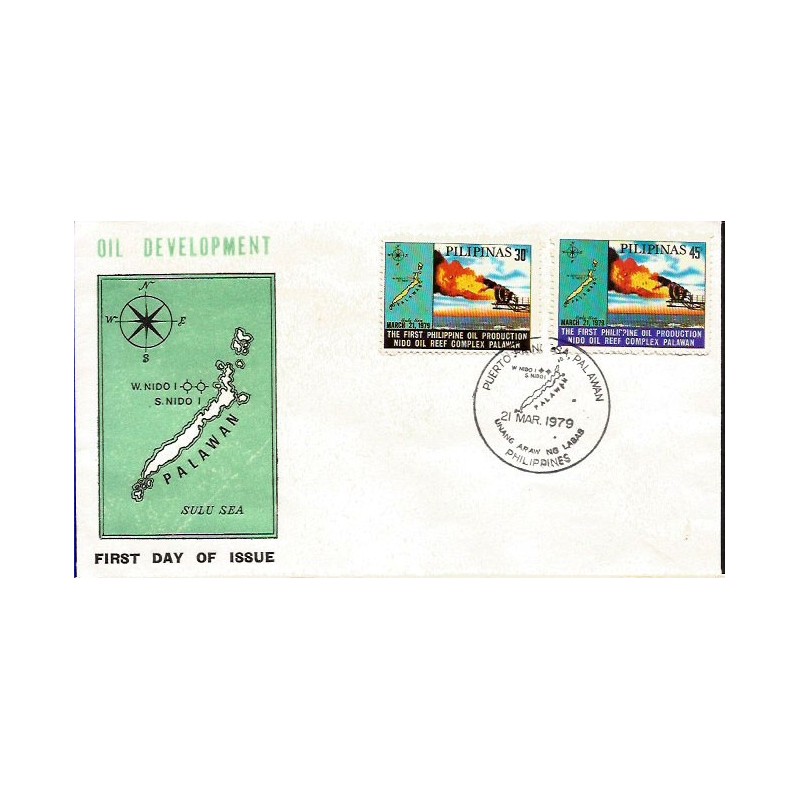 Filipiny 1979, Ropa, platforma, ogień. FDC