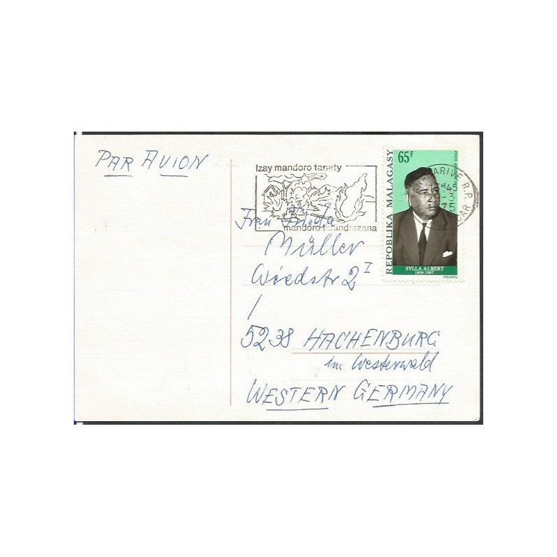 Madagaskar 1975, Pożar, wypalanie traw i pól. Datownik