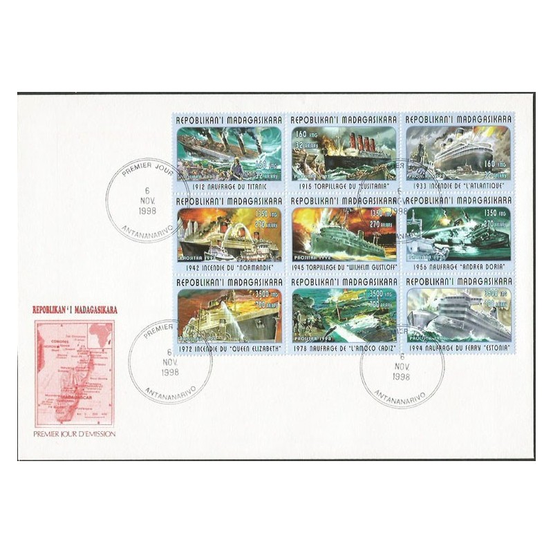 Madagaskar 1998, Statki, katastrofy, straż pożarna. FDC
