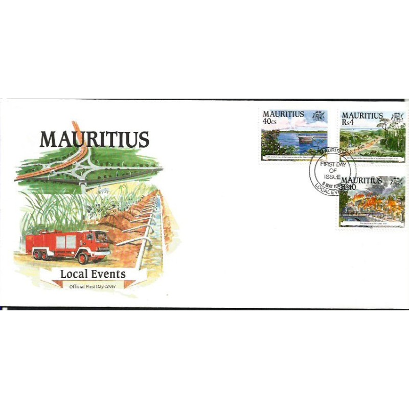 Mauritius 1995, Widoki, flora, pożar, straż pożarna. FDC