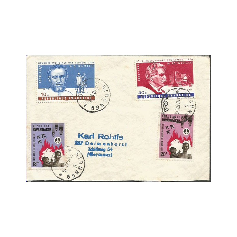 Rwanda 1967, Pożar, medycyna. Znaczki na liście