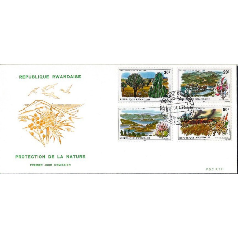 Rwanda 1975, Flora, ochrona przyrody, pożar. FDC