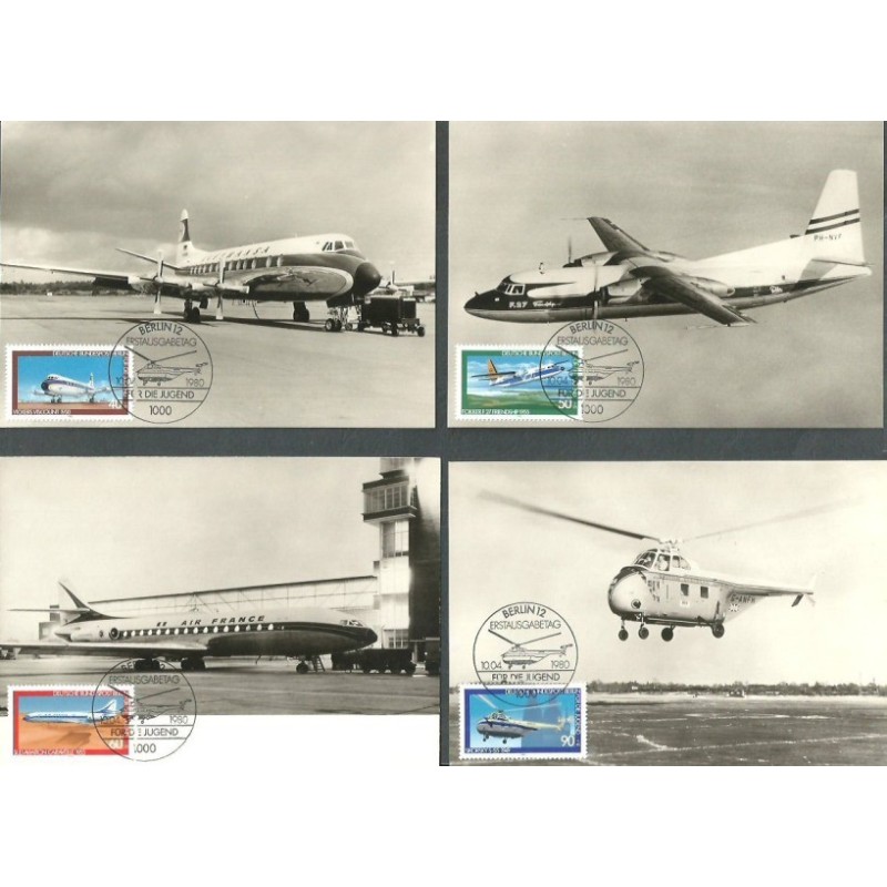Niemcy 1980, Samoloty, lotnictwo. 4 karty maksimum