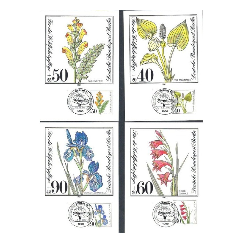 Niemcy 1981, Flora, kwiaty. 4 karty maksimum