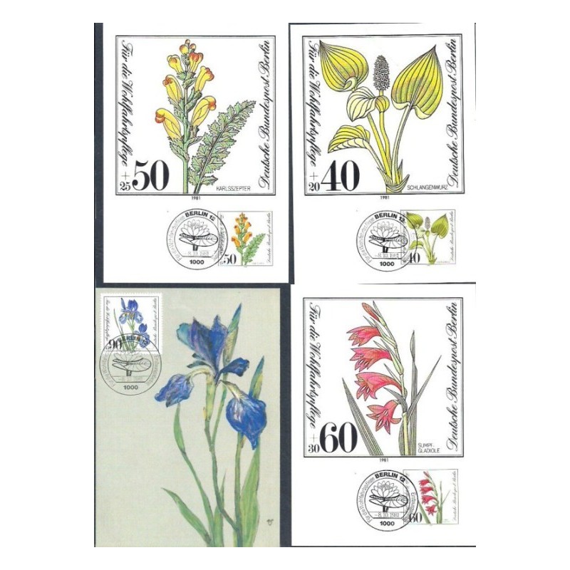 Niemcy 1981, Flora, kwiaty. 4 karty maksimum