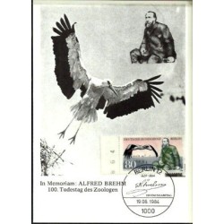 Niemcy 1984, A. Brehm, zoologia, ptak, bocian. Karta maksimum
