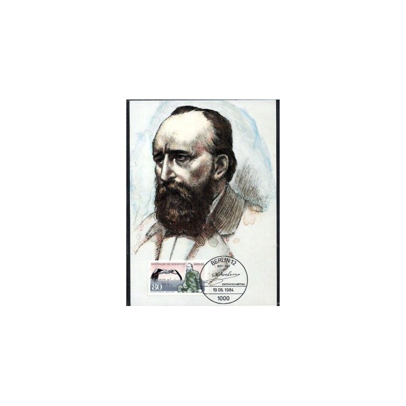 Niemcy 1984, A. Brehm, zoologia, ptak, bocian. Karta maksimum