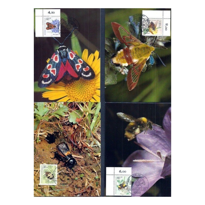 Niemcy 1984, Owady, motyle, pszczoły. 4 karty maksimum