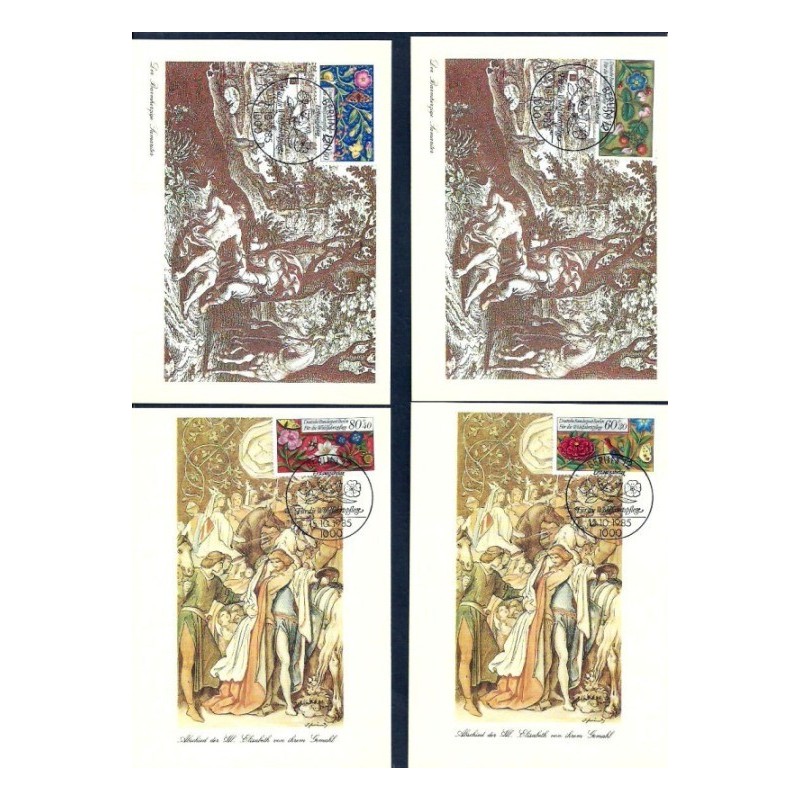 Niemcy 1985, Flora, kwiaty, fauna, owady, ślimak. 4 karty maksimum