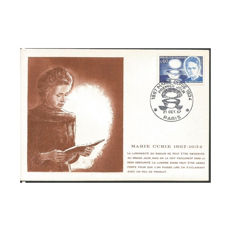 Francja 1967, M. Curie, Nobel. Karta maksimum