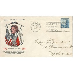 USA 1933, Tadeusz Kościuszko. FDC