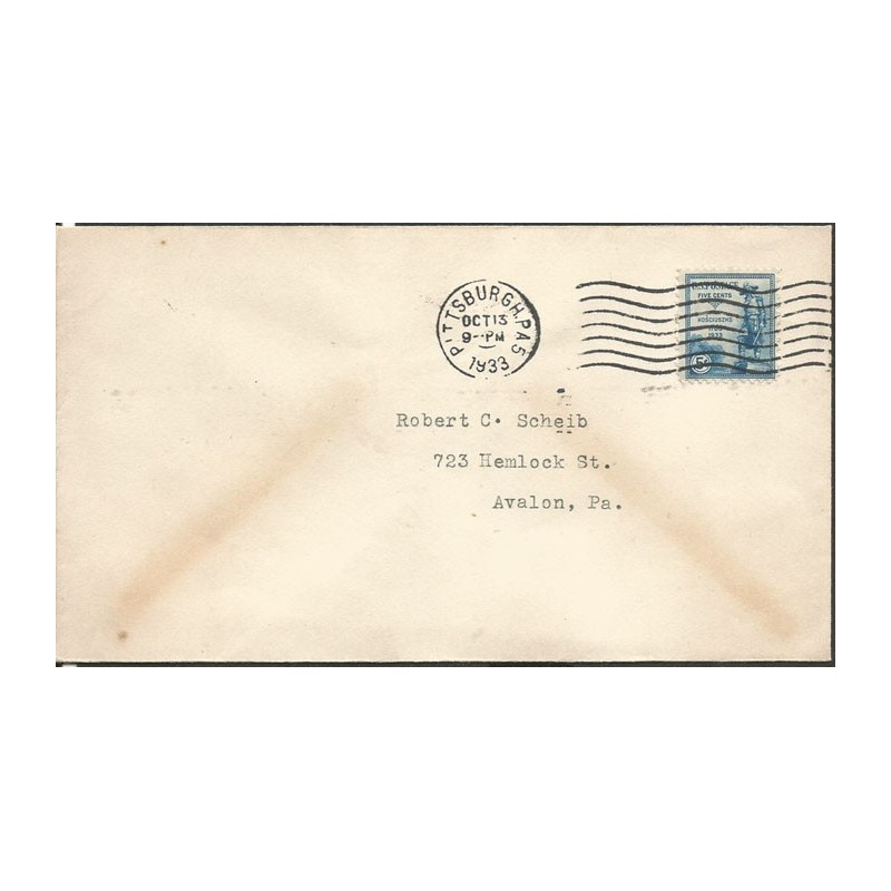 USA 1933, Tadeusz Kościuszko. FDC