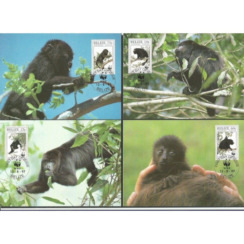 Belize 1997, WWF: małpa. Karty maksimum