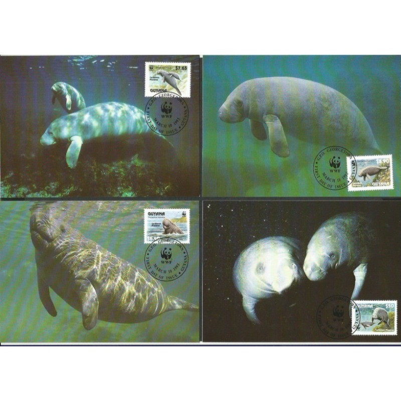 Gujana 1993, WWF: ssak manat. Karty maksimum
