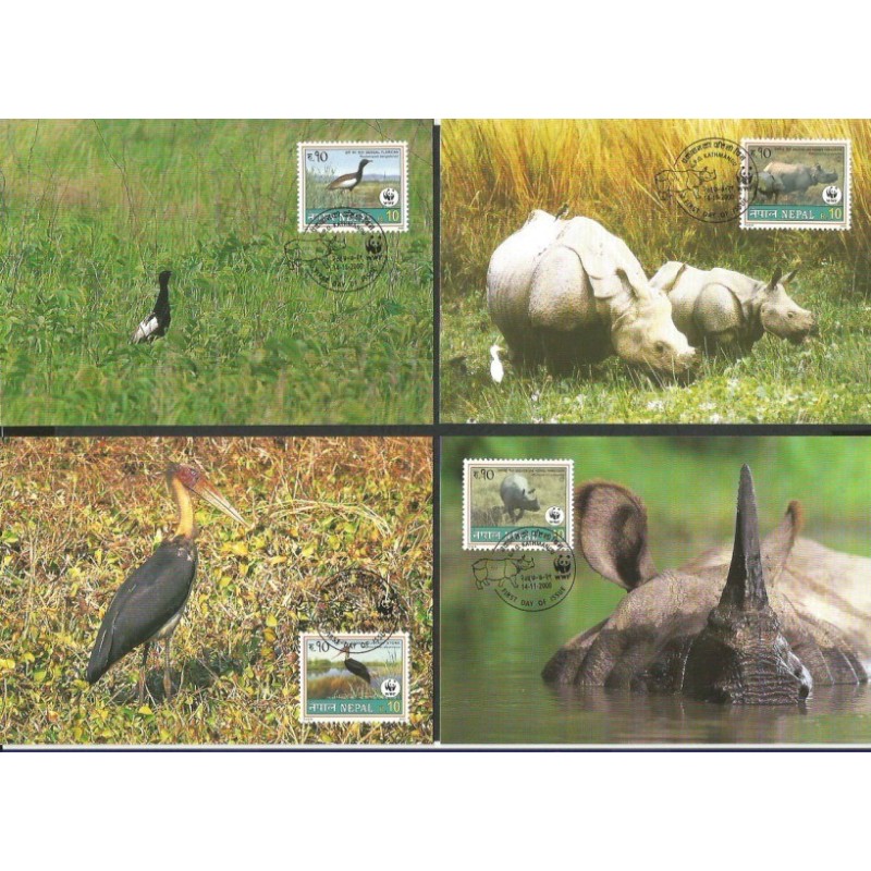 Nepal 2001, WWF: ptak hubarka. Karty maksimum