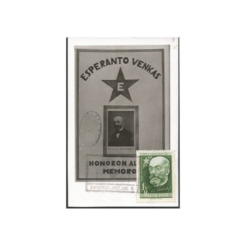Węgry 1957, Esperanto, Ludwik Zamenhof. Karta maksimum