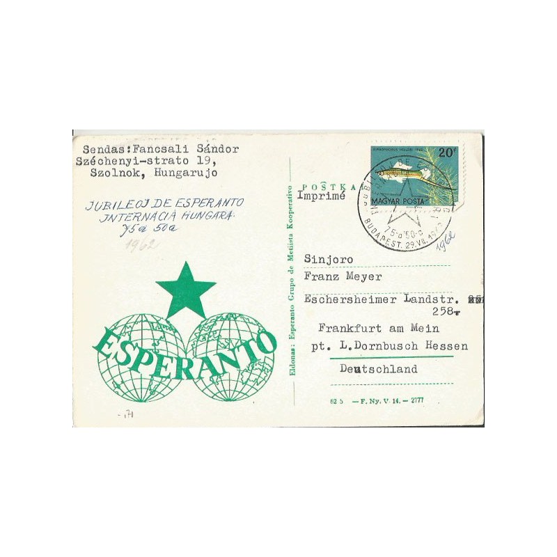 Węgry 1962, Esperanto. Datownik