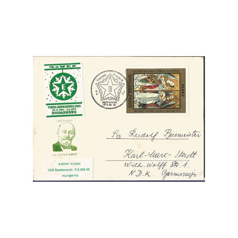 Węgry 1974, Esperanto, Ludwik Zamenhof. Datownik
