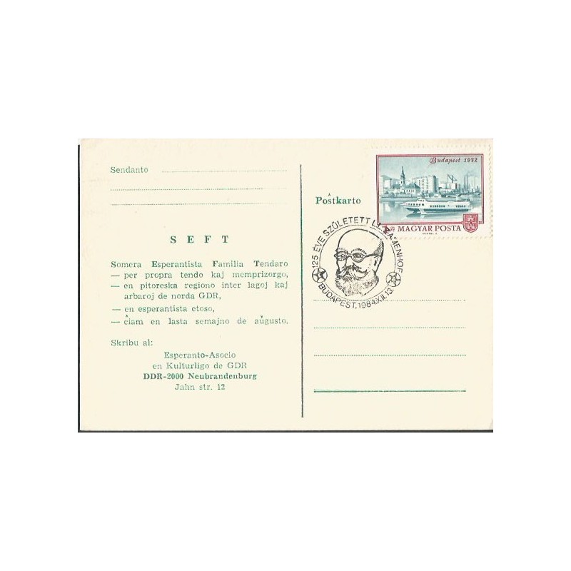 Węgry 1984, Esperanto, Ludwik Zamenhof. Datownik