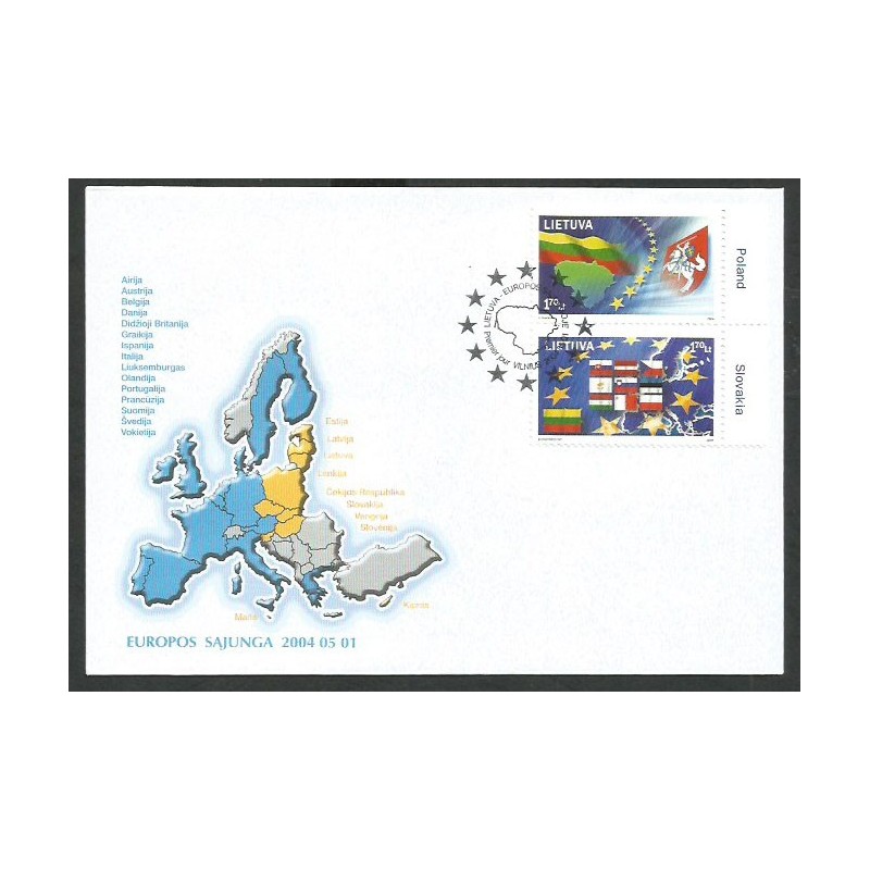 Litwa 2004, Unia Europejska, polska flaga. FDC