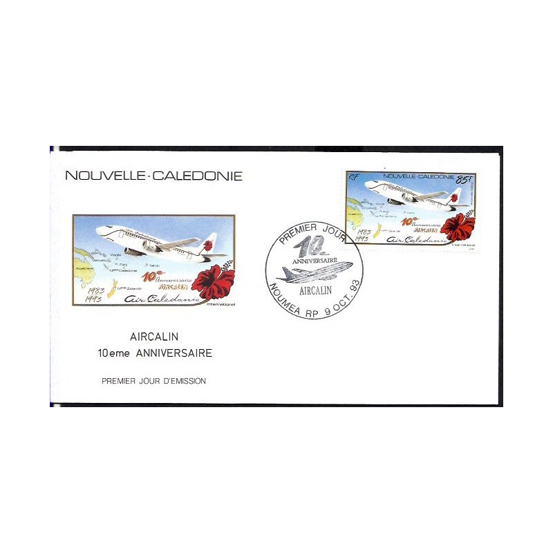 Nowa Kaledonia 1993, Lotnictwo, mapa. FDC