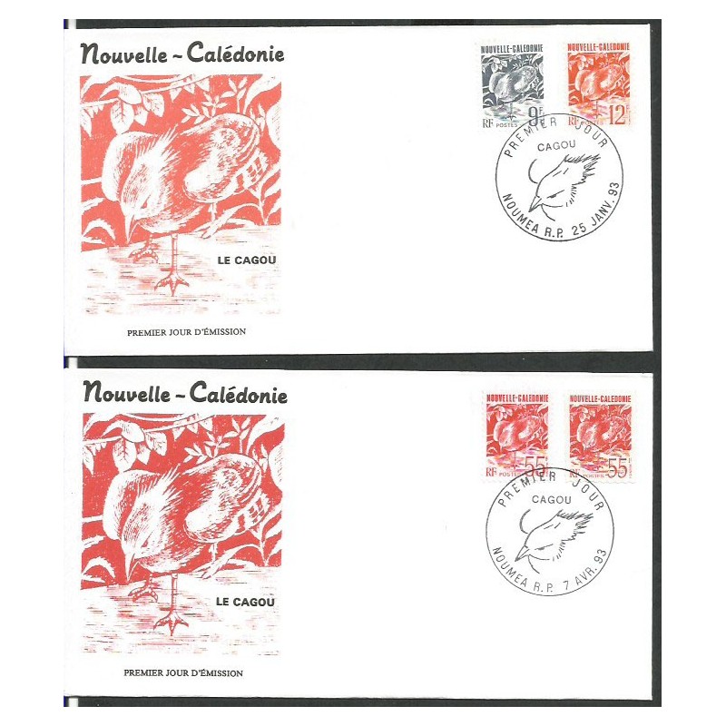 Nowa Kaledonia 1993, Ptaki: kagu. 2 FDC