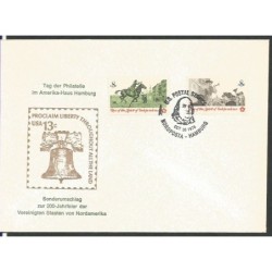 USA 1976, 200 lat USA, prezydent Franklin. Datownik US Postal Service Nordposta Hamburg