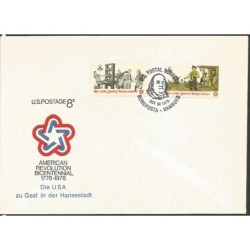 USA 1976, 200 lat USA, prezydent Franklin. Datownik US Postal Service Nordposta Hamburg