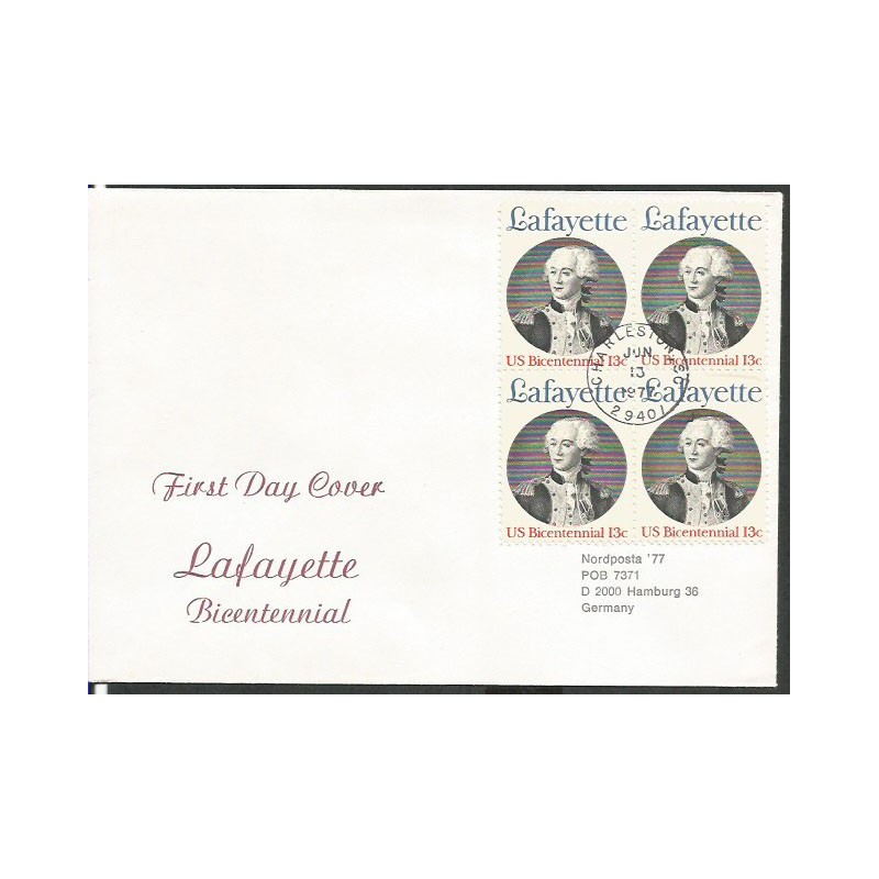 USA 1976, 200 la USA, Lafayette. FDC
