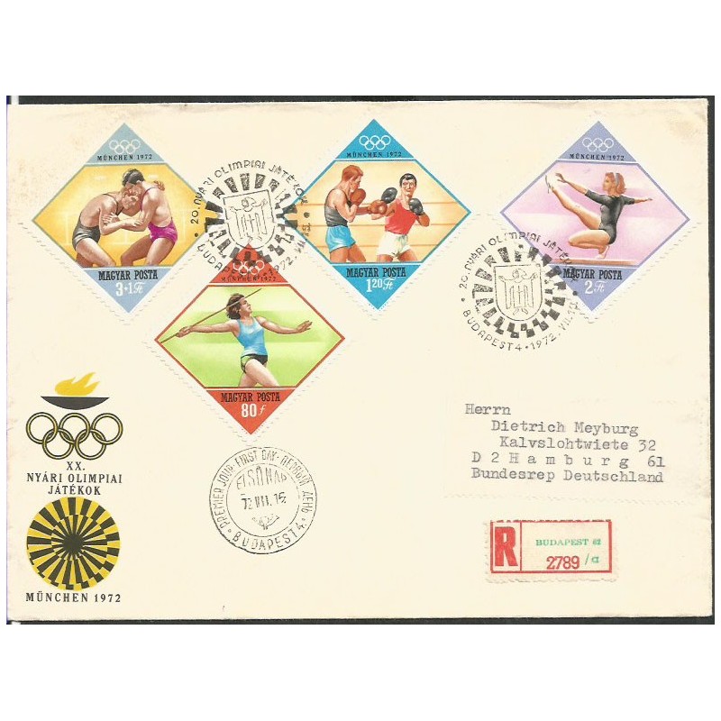 Węgry 1972, Olimpiada letnia Monachium. FDC polecone
