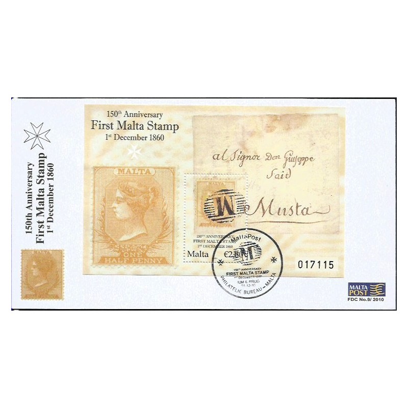 Malta 2010, Pierwszy znaczek, 150 lat. FDC