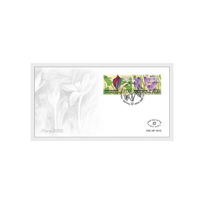 Bośnia 2015, Flora, kwiaty, szafran, arum. FDC