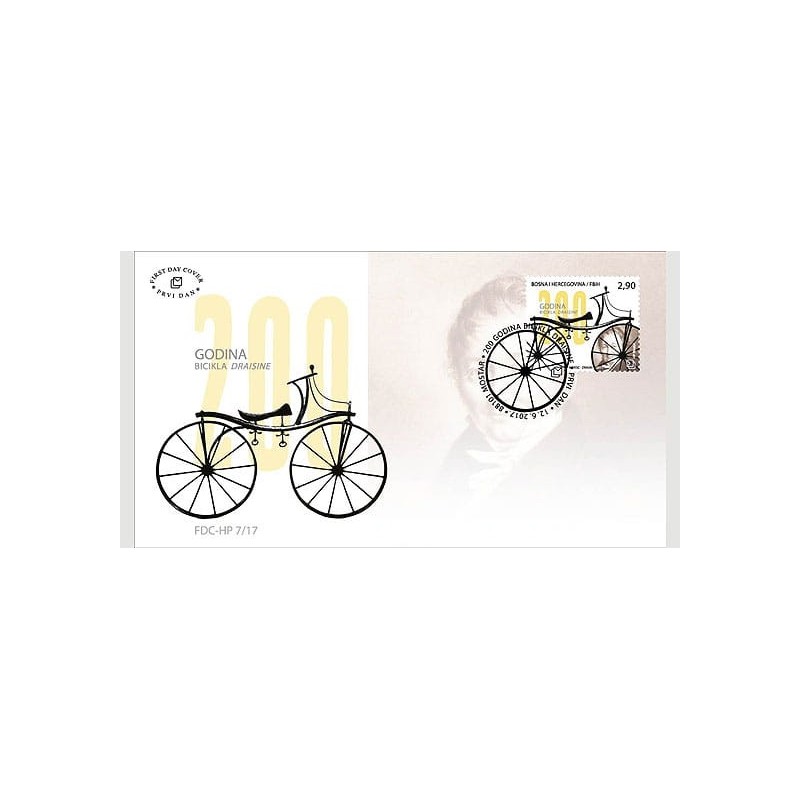 Bośnia 2017, Rower, 200 lat roweru. FDC