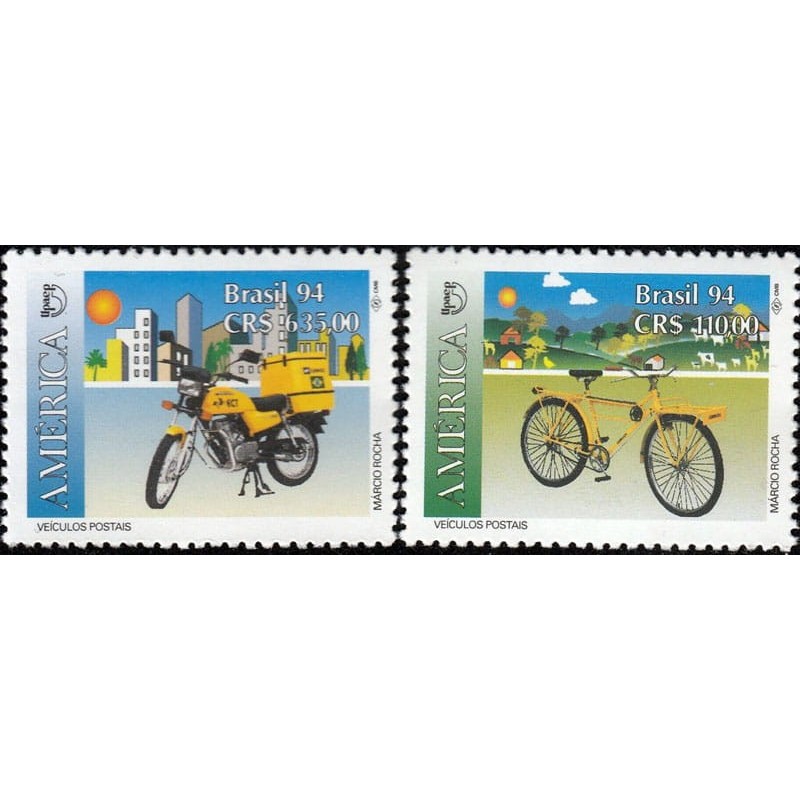 Brazylia 1994, Poczta, pojazdy: motocykl, rower **