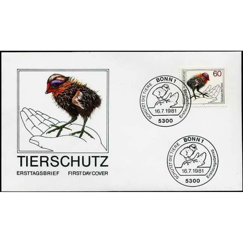 Niemcy 1981, Ochrona zwierząt, ptak. FDC